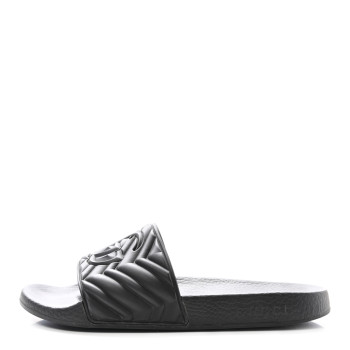 GUCCI Rubber Matelasse Interlocking G Mens Slide Sandals 7 Black
