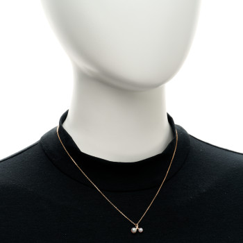 MIKIMOTO 18K Rose Gold Diamond Akoya Cultured Pearl Pendant Necklace