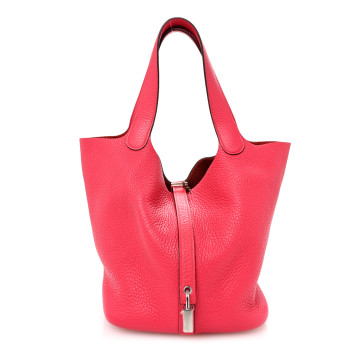 HERMES Taurillon Clemence Picotin Lock 22 MM Rose Extreme