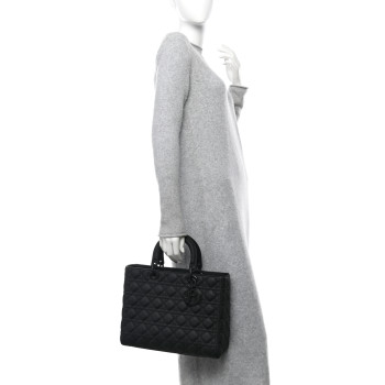 CHRISTIAN DIOR Ultra Matte Calfskin Cannage Large Lady Dior Black