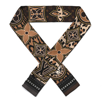 LOUIS VUITTON Silk Monogram LV World Bandeau Brown