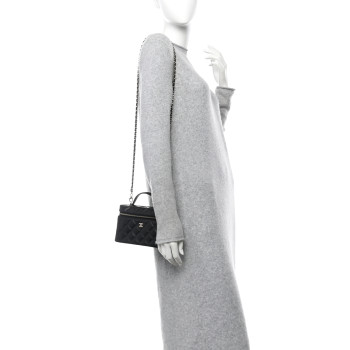 CHANEL Caviar Quilted Top Handle Slim Vanity With Chain Black