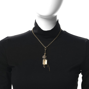 LOUIS VUITTON Metal Mini Boite Chapeau Pendant Necklace Gold