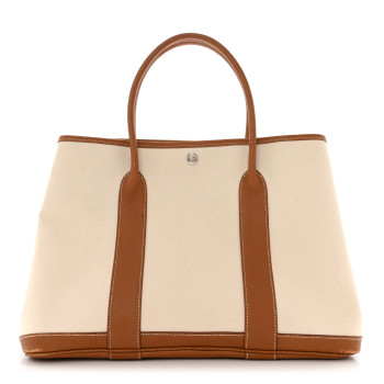 HERMES Toile Negonda Garden Party 36 MM Ecru Gold