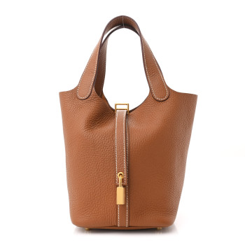 HERMES Taurillon Clemence Picotin Lock 18 PM Gold