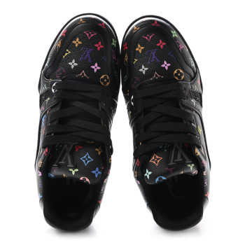 LOUIS VUITTON LV X TM Calfskin Monogram Multicolor Womens LV Trainer Sneakers 37.5 Black