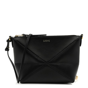 LOEWE Shiny Calfskin Puzzle Fold Pouch Black