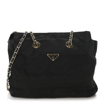 PRADA Nylon Tessuto Quilted Shoulder Bag Black