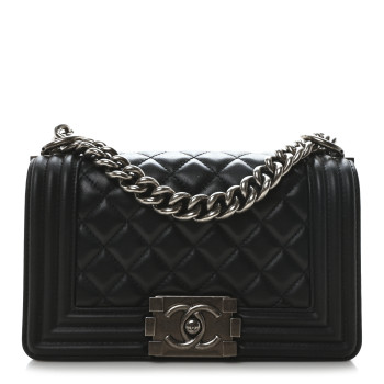 CHANEL Lambskin Quilted Small Boy Flap Black