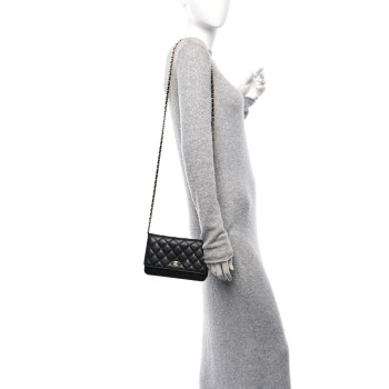 CHANEL Caviar Quilted Wallet on Chain WOC Black
