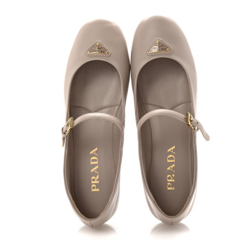 PRADA Nappa Triangle Logo Ballerina Flats 37 Powder Pink