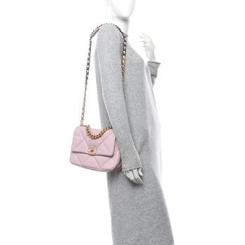 CHANEL Lambskin Quilted Medium Chanel 19 Flap Light Pink