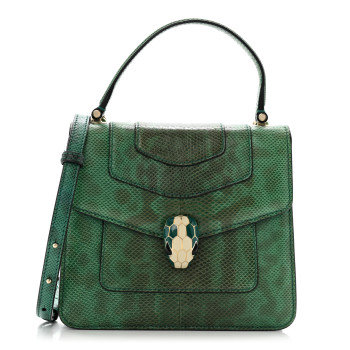 BULGARI Shiny Karung Serpenti Forever Top Handle Green