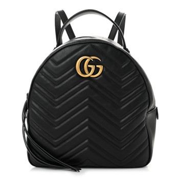 GUCCI Calfskin Matelasse GG Marmont Dome Backpack Black