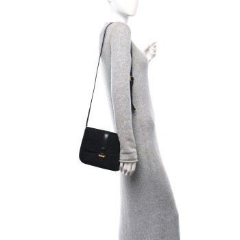 SAINT LAURENT Suede All-Over Monogram Small Le Monogramme Satchel Black