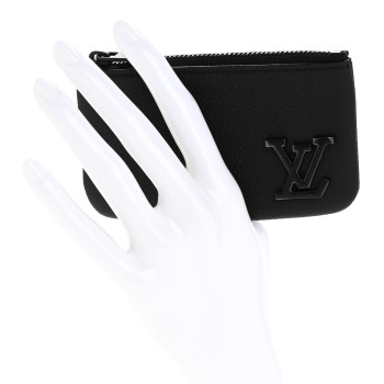 LOUIS VUITTON Grained Calfskin Aerogram Key Pouch Black