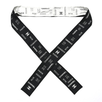 CHANEL Silk CC Slim Bandeau Scarf Black