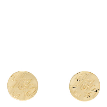TIFFANY 18K Yellow Gold Notes Round Stud Earrings