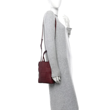 BOTTEGA VENETA Lambskin Maxi Intrecciato North South Cassette Tote Barolo