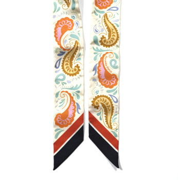 HERMES Silk Guepards Bandana Twilly Jaune Soufre Orange