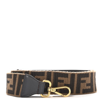 FENDI Ribbon Vitello Century FF 1974 Flat Studded Strap You Fango Marrone Ebano
