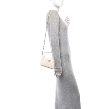 CHANEL Caviar Quilted Hobo White