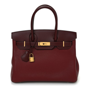 HERMES Taurillon Clemence Sombrero Birkin 30 Rouge H Rose Azalea