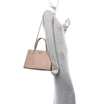 PRADA Soft Calfskin Impunture Diagramme Tote Cipria