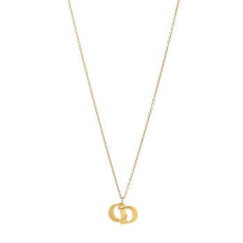 CHRISTIAN DIOR Metal CD Logo Pendant Necklace Gold