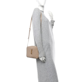 SAINT LAURENT Calfskin Matelasse Monogram Lou Camera Bag Dark Beige