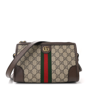 GUCCI GG Supreme Monogram Web Small Ophidia Messenger Bag Beige Ebony New Acero