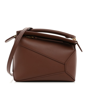 LOEWE X SUNA FUJITA Satin Calfskin Mini Hamster Puzzle Edge Bag Havana
