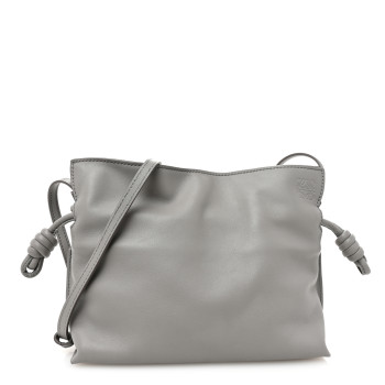LOEWE Calfskin Mini Flamenco Knot Clutch Pearl Grey