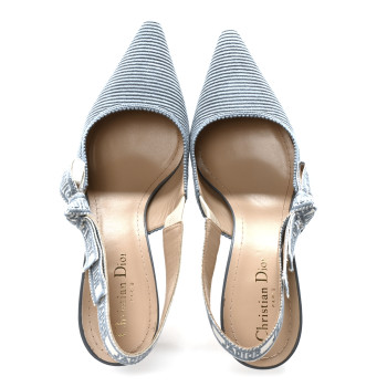 CHRISTIAN DIOR Technical Canvas Ribbon J Adior Slingback 65mm Pumps 41 Bleu Pastel
