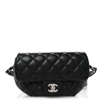 CHANEL Calfskin Quilted CC Uniform Flap Belt Bag Black