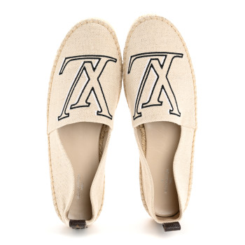 LOUIS VUITTON Canvas Seashore Espadrille Flats 39 Ecru