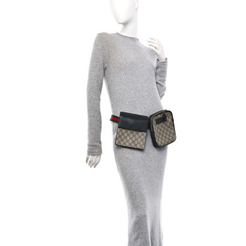 GUCCI GG Supreme Monogram Web Belt Bag Black