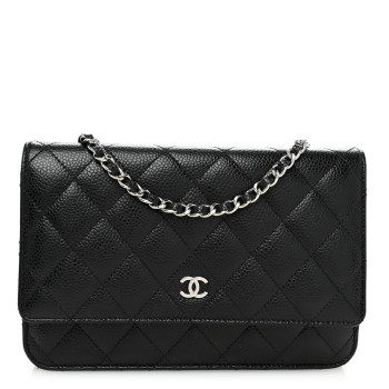 CHANEL Caviar Quilted Wallet on Chain WOC Black