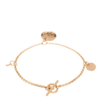 HERMES 18K Rose Gold Diamond PM Ex-Libris Bracelet SH
