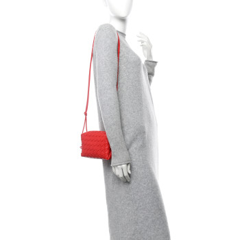 BOTTEGA VENETA Nappa Intrecciato Mini Loop Camera Bag Apple Candy