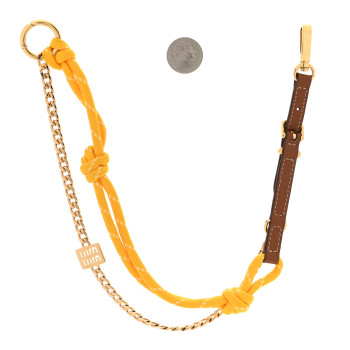 MIU MIU Nappa Rope Chain Logo Bag Charm Cognac Yellow