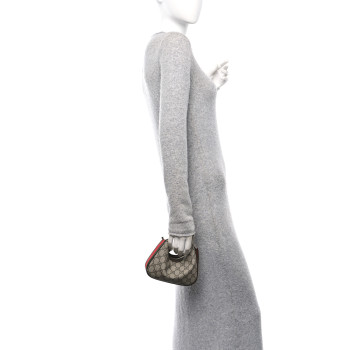 GUCCI GG Supreme Monogram Textured Dollar Calfskin Web Mini Attache Bag Beige Ebony New Acero