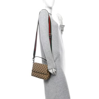 GUCCI Monogram Small Crossbody Bag Beige Ebony