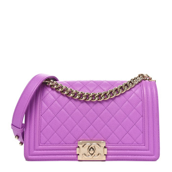 CHANEL Caviar Quilted Medium Boy Flap Purple