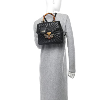 GUCCI Calfskin Bamboo Trapuntata Queen Margaret Backpack Black