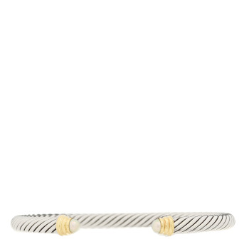 DAVID YURMAN Sterling Silver 14K Yellow Gold Cultured Pearl 5mm Cable Classics Petite Color Bracelet