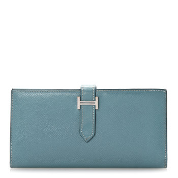 HERMES Epsom Bearn Gusset Wallet Blue Jean