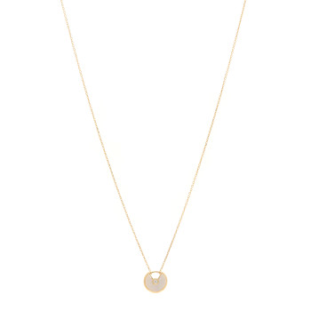 CARTIER 18K Yellow Gold Diamond Mother of Pearl XS Amulette de Cartier Pendant Necklace