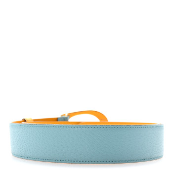 GUCCI Textured Dollar Calfskin Criss-Cross Double G Memorable Buckle 40mm Belt 100 40 Dusty Azure Crop