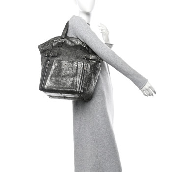 SAINT LAURENT Metallic Embossed Large Downtown Tote Black